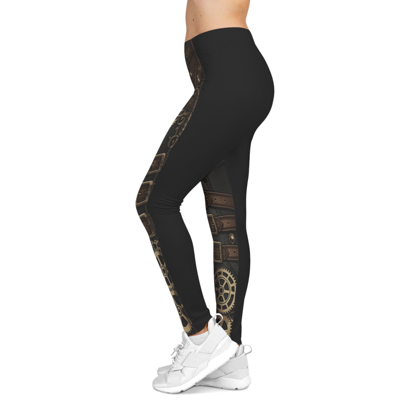 Steampunk Gears & Leather Straps Leggings — Women's All-Over Print