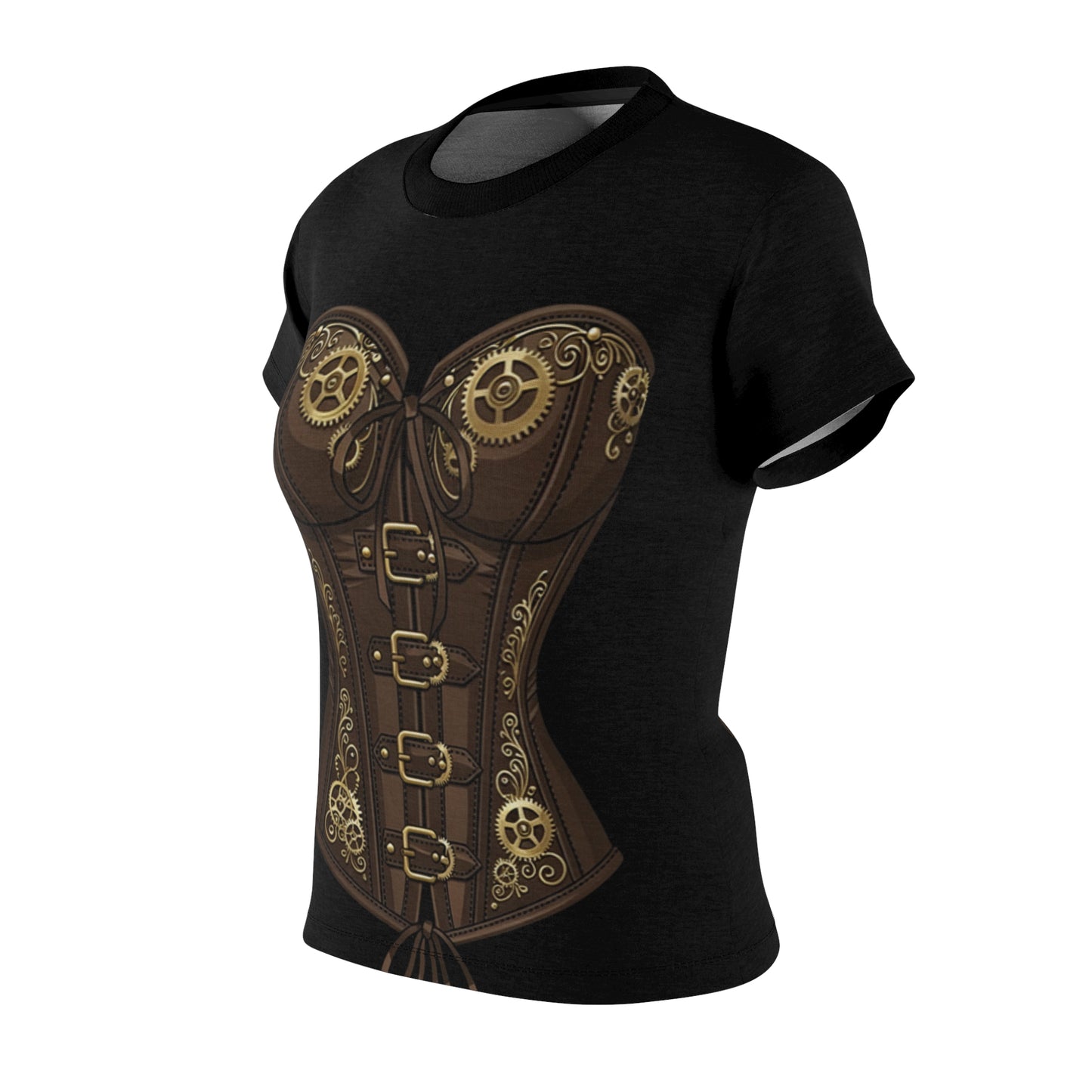 Steampunk Clockwork Leather print Corset Graphic Tee