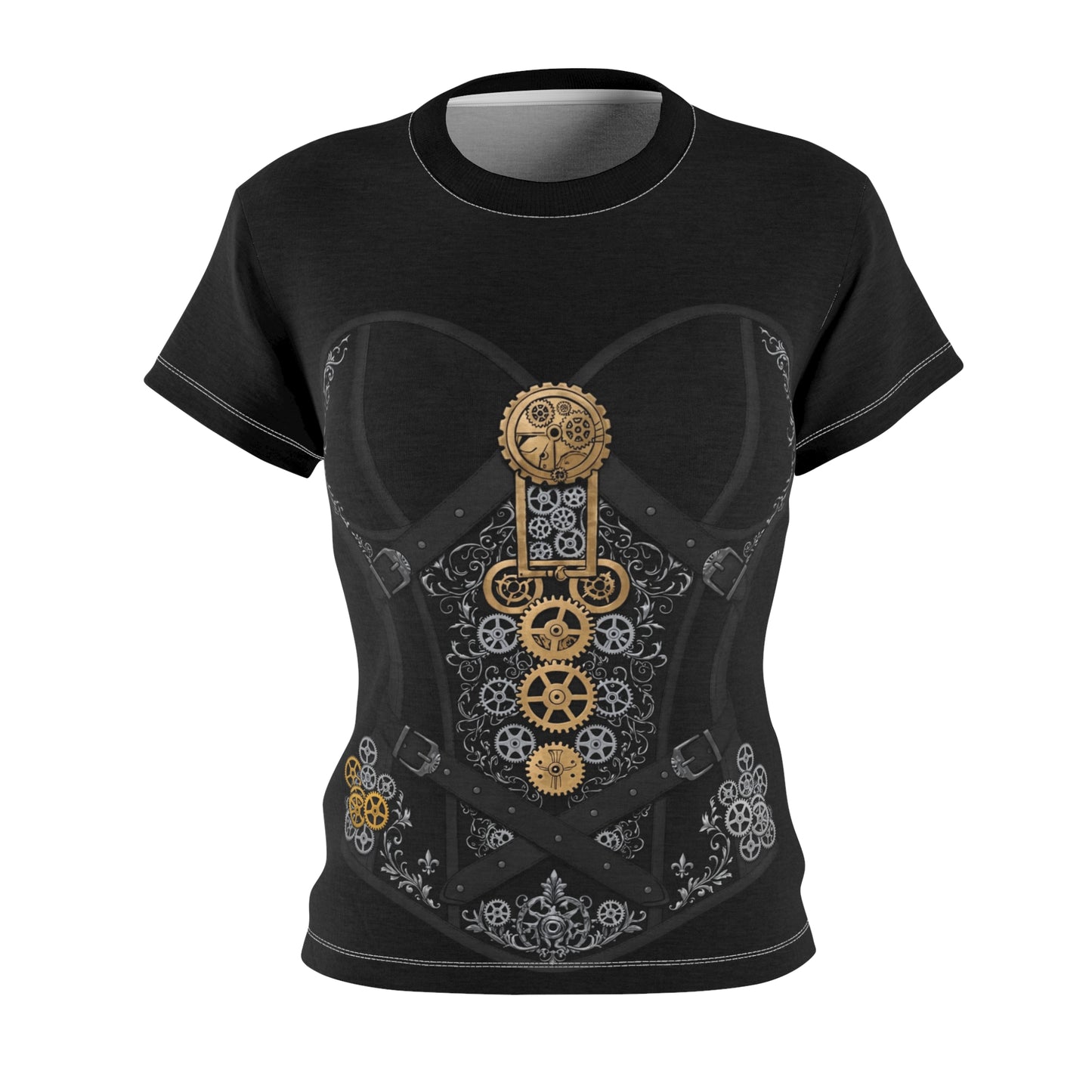 Steampunk Corset Graphic Tee — Women's Cut & Sew