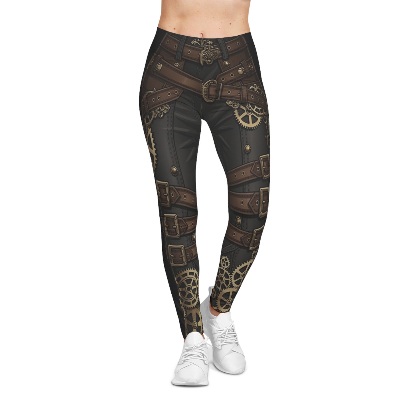 Steampunk Gears & Leather Straps Leggings — Women's All-Over Print