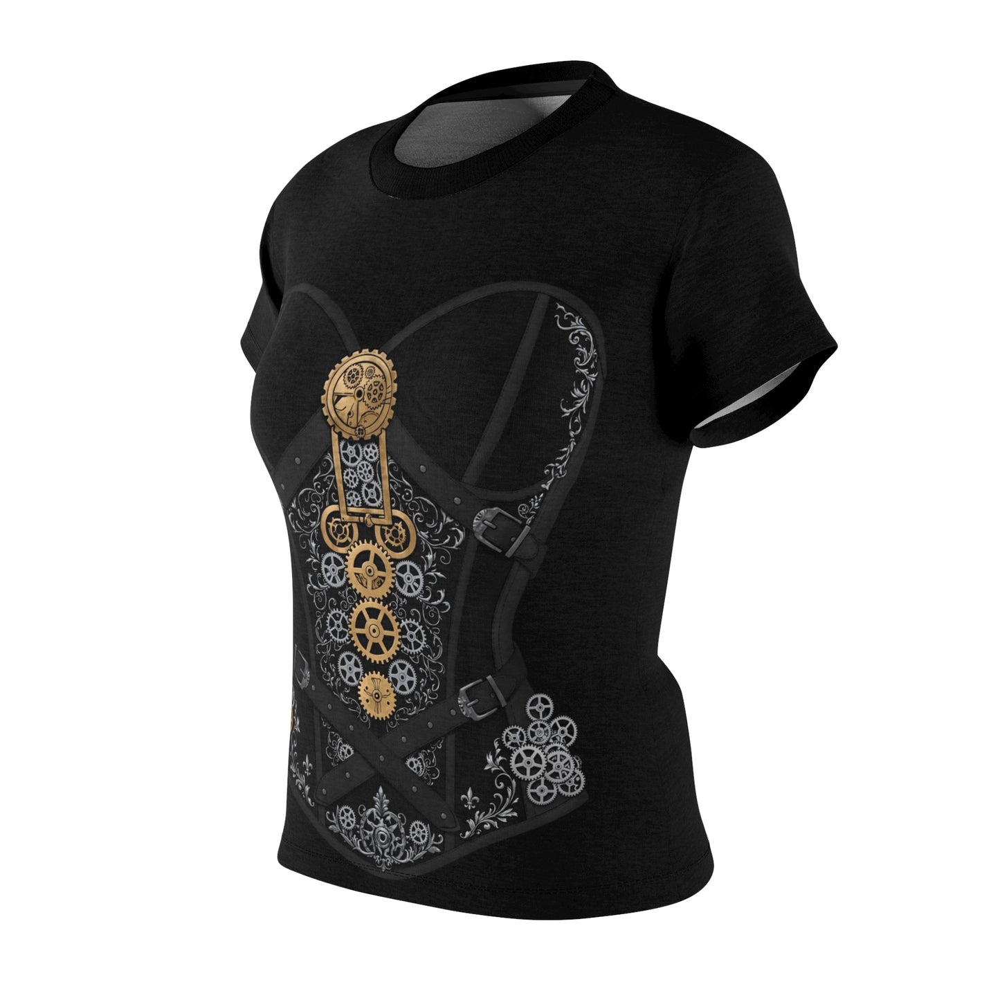 Steampunk Corset Graphic Tee — Women's Cut & Sew